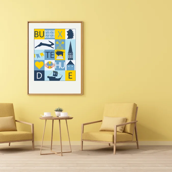 Buxtehude Stadtposter minimalistisches Mosaik