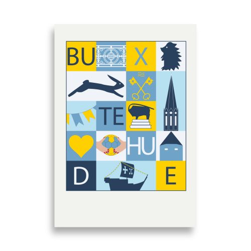 Poster Stadtmosaik Buxtehude (farbig)