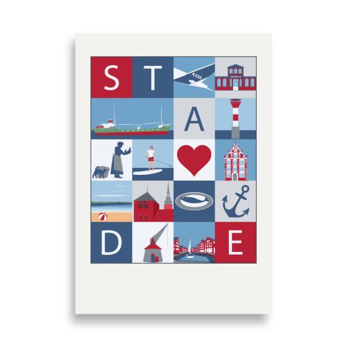 Poster Stadtmosaik Stade (farbig)