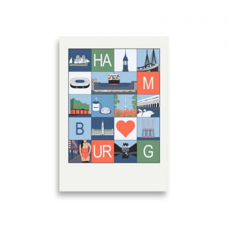Poster Stadtmosaik Hamburg (farbig) – Bild 2