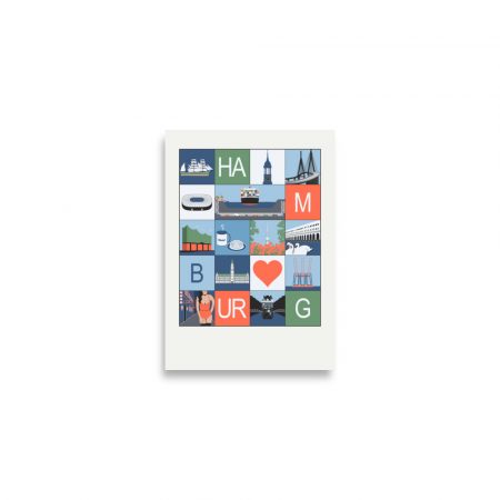Poster Stadtmosaik Hamburg (farbig) – Bild 3