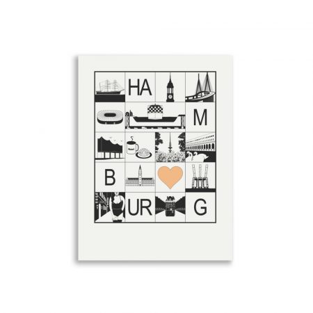 Grafikposter schwarz-weiß von Hamburg