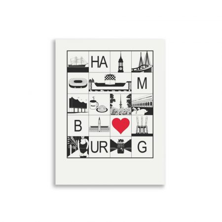 Grafikposter schwarz-weiß von Hamburg