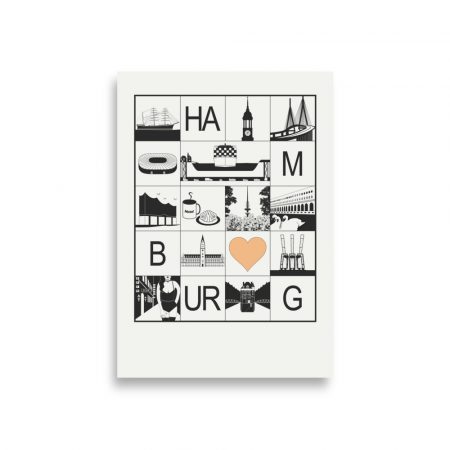 Grafikposter schwarz-weiß von Hamburg