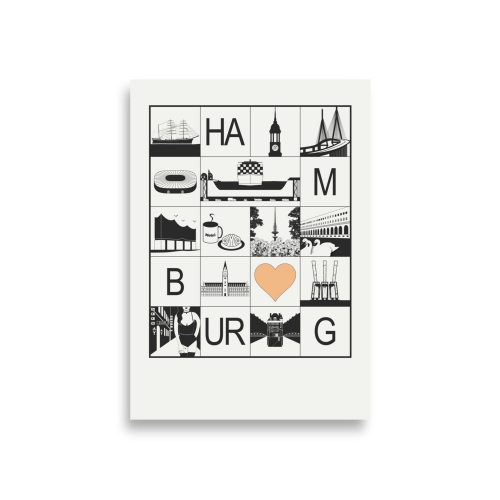 Grafikposter schwarz-weiß von Hamburg