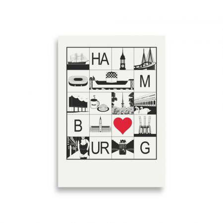 Grafikposter schwarz-weiß von Hamburg