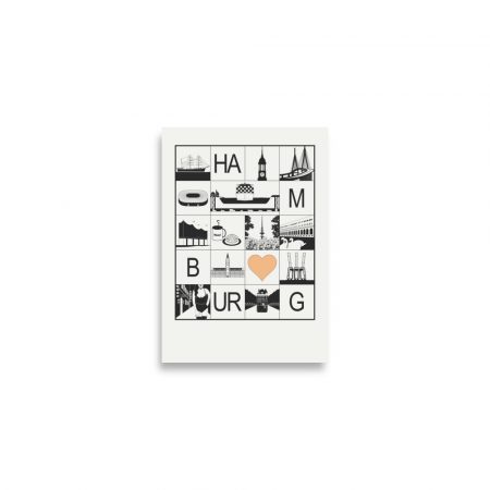 Grafikposter schwarz-weiß von Hamburg