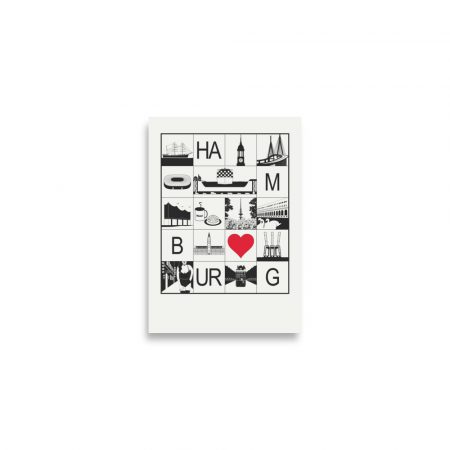 Grafikposter schwarz-weiß von Hamburg