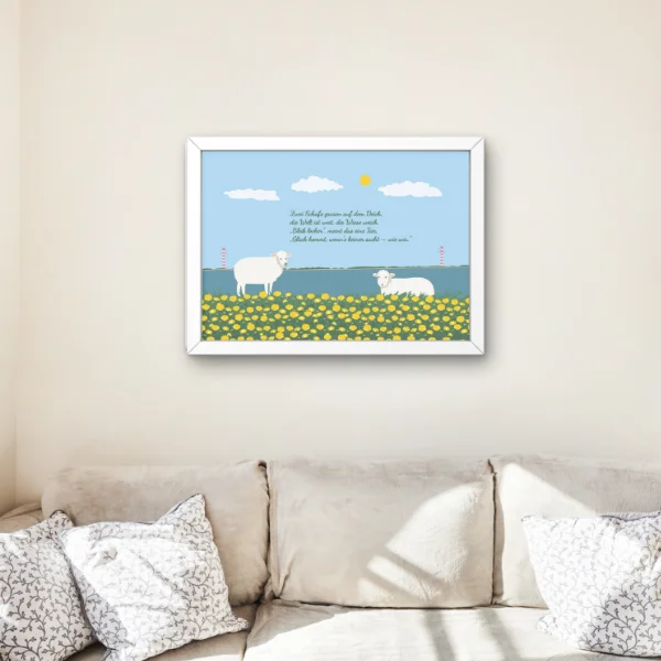Schafsglück "Zen mit Zottel" Grafikposter Wohnzimmer