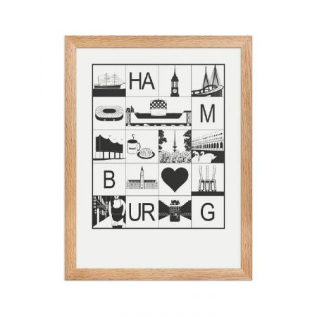 Hamburg schwarzes Herz Holzrahmen