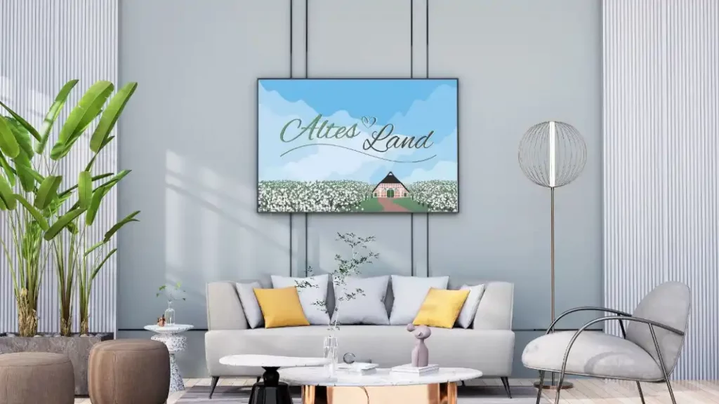 Altes Land Obstblüte Poster in modernem Wohnzimmer
