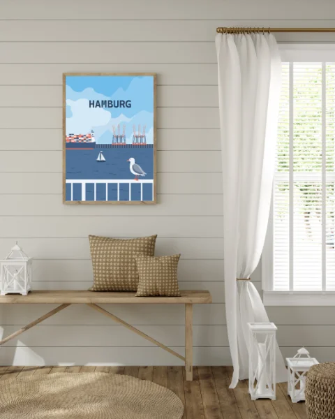 Hamburg Hafen Poster in hellem Zimmer