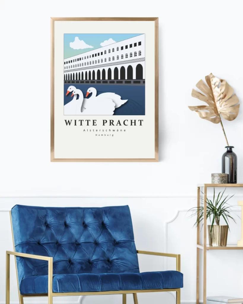 Alsterschwäne Poster in Wohnzimmer