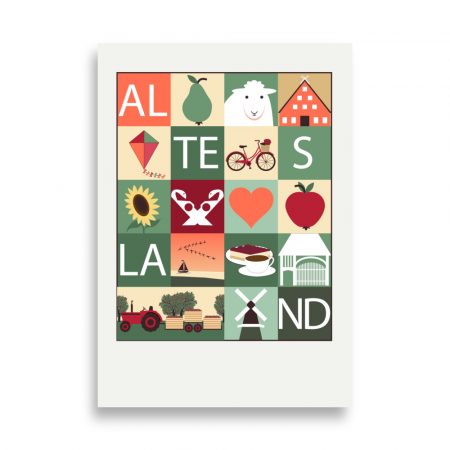 Poster Stadtmosaik Altes Land im Herbst (farbig)