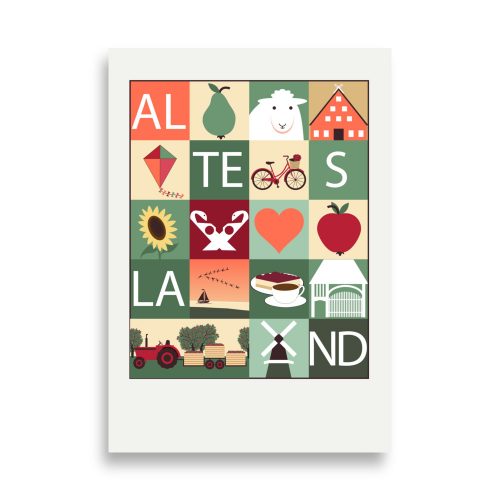 Poster Stadtmosaik Altes Land im Herbst (farbig)