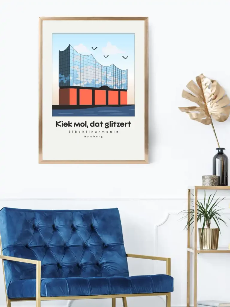 Elbphilharmonie Poster in Wohnzimmer