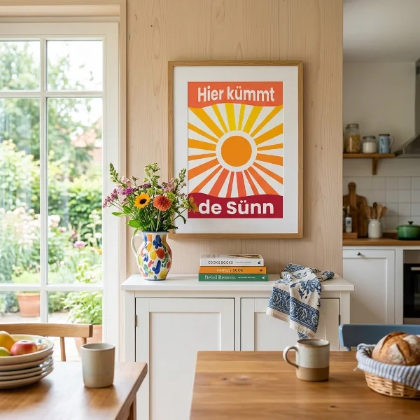 Poster Here comes the sun auf plattdeutsch