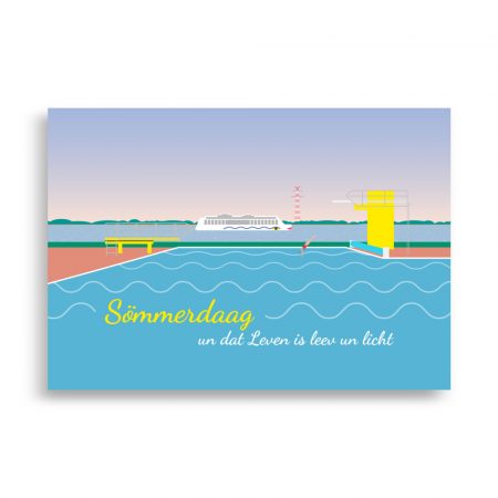 Poster Freibad Hollern-Twielenfleth: "Sömmerdaag und dat Leven is leev un licht", Querformat