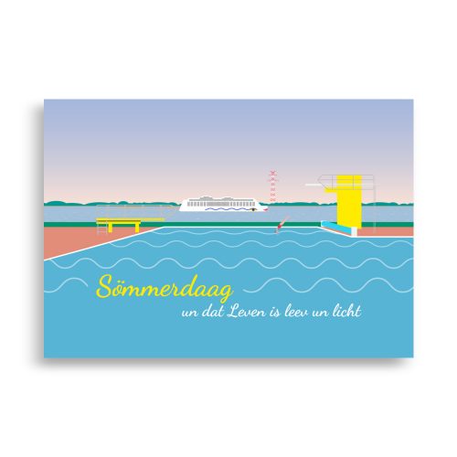 Poster Freibad Hollern-Twielenfleth: "Sömmerdaag und dat Leven is leev un licht", Querformat