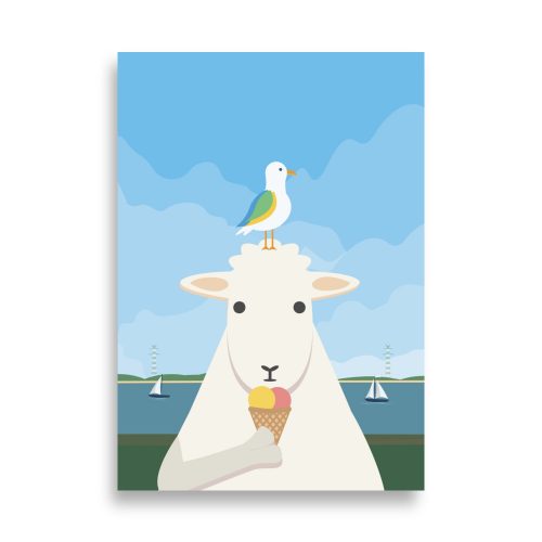 Poster Schaf Möwe "Deich. Eis. Cool."