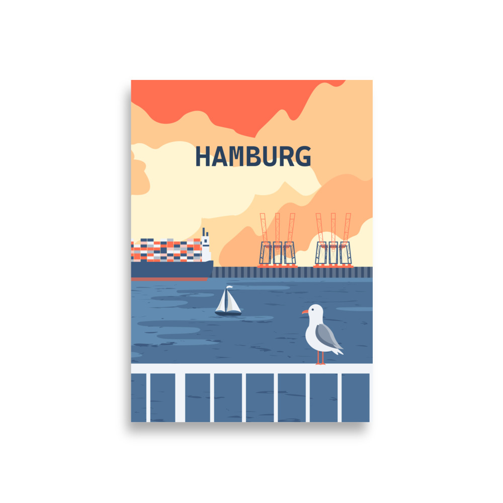 Hamburg Hafen Sonnenuntergang Poster – Bild 2