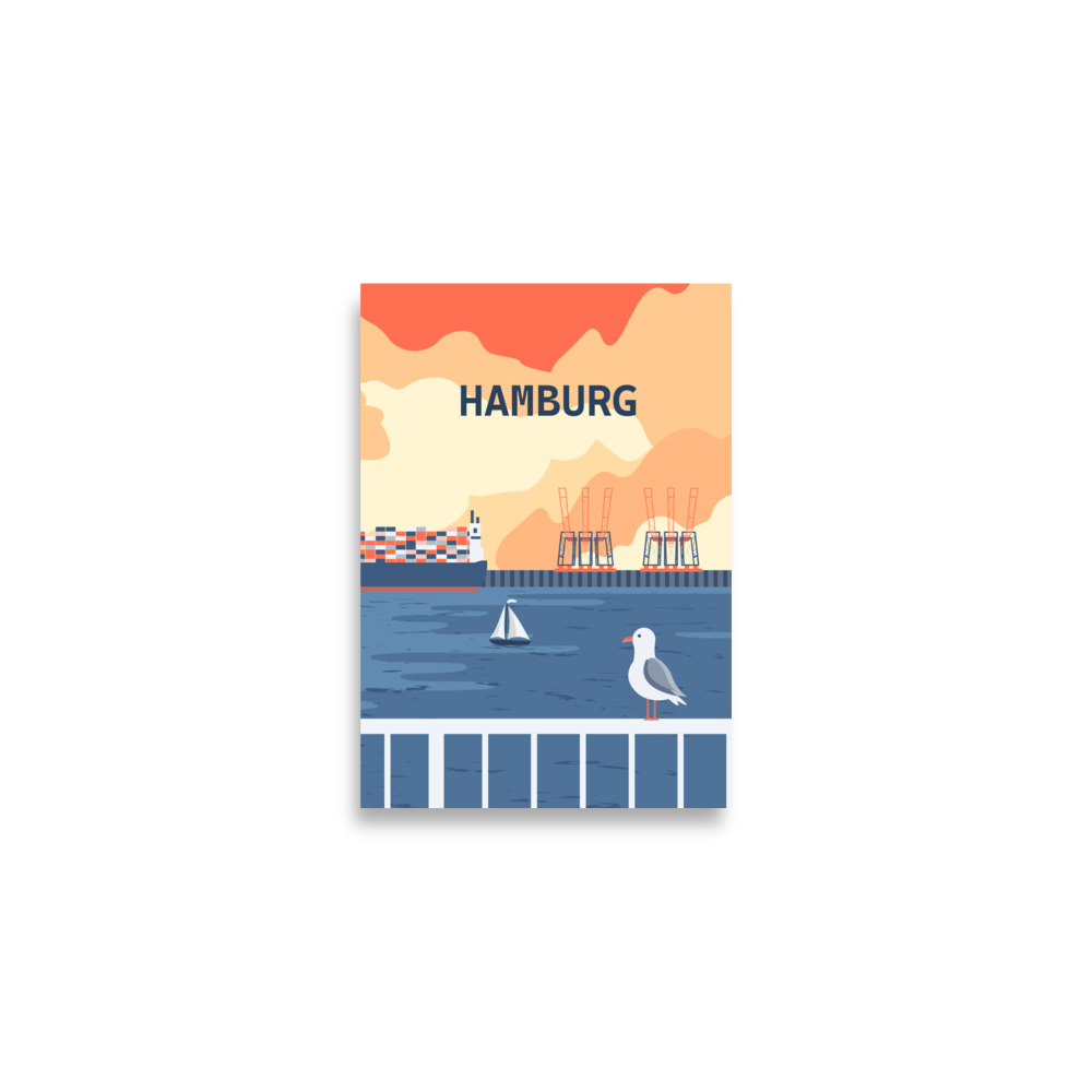 Hamburg Hafen Sonnenuntergang Poster – Bild 3