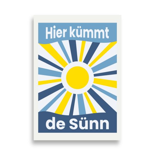 Plattdeutsches Poster Sonne gelb-blau