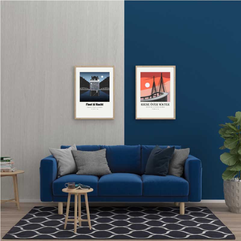Hamburg Poster an blauer Wand