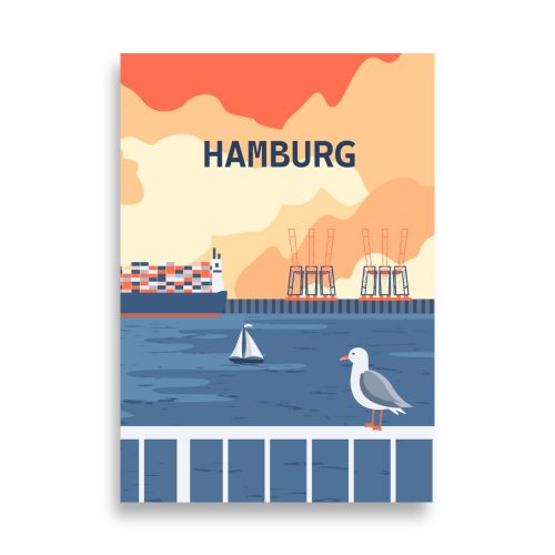 Hamburg Hafen Sonnenuntergang Poster