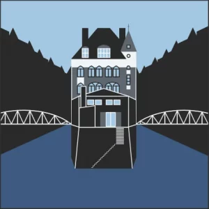 Hamburg Wasserschloss in der Speicherstadt Grafik