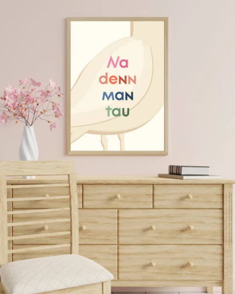 Poster "Na denn man tau" in hellem Raum
