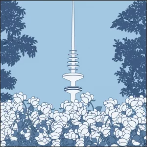 Hamburg Planten un Blomen mit Fernsehturm Grafik