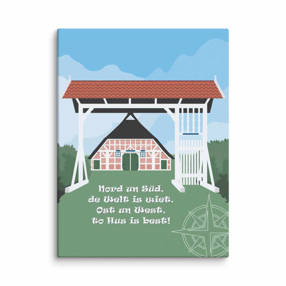 Leinwandbild Altländer Bauernhaus "To Hus is best" 30,48 x 40,64 cm
