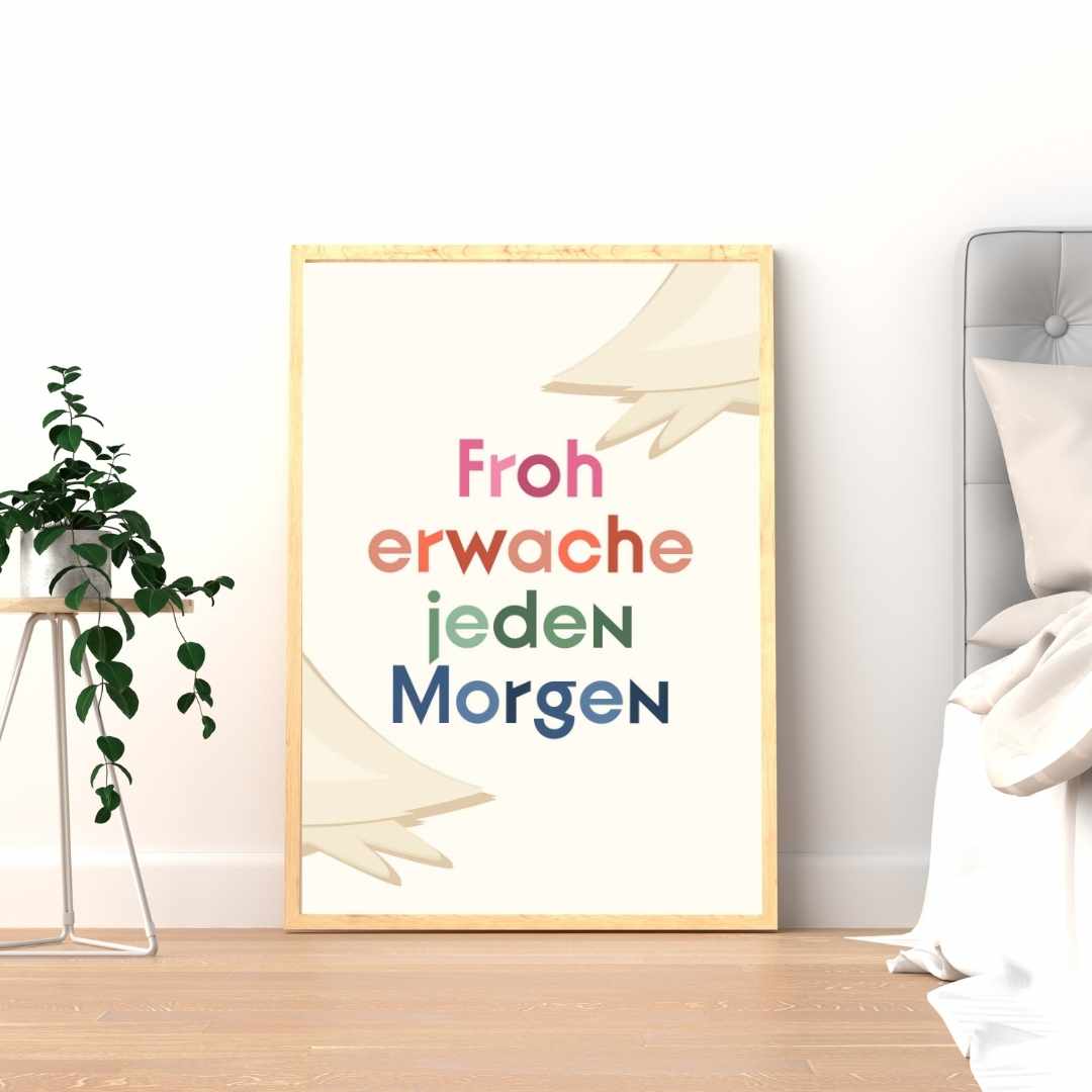 Poster Möwe: Froh erwache jeden Morgen