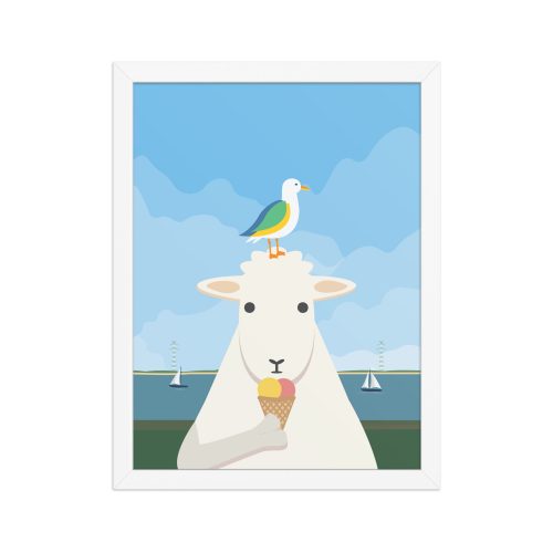 Poster Schaf: "Deich. Eis. Cool." (Gerahmtes Poster)