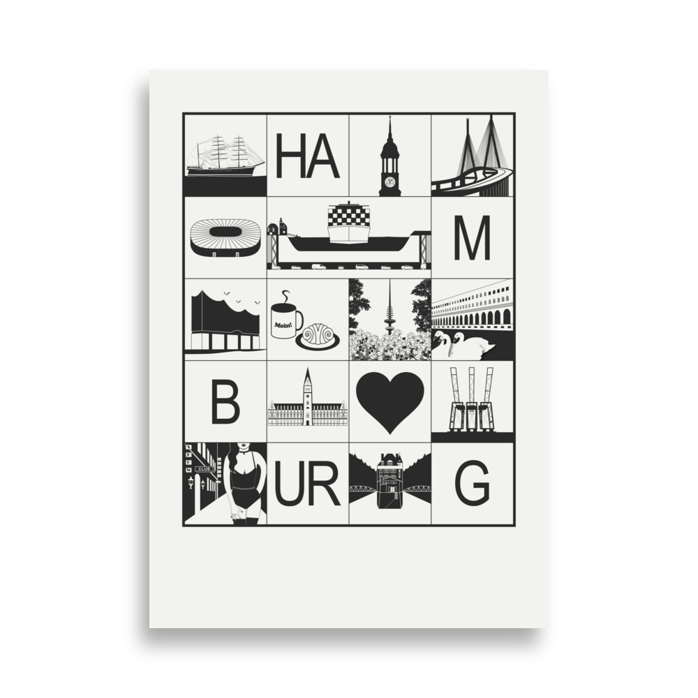 Poster Hamburg schwarz weiß – Bild 5