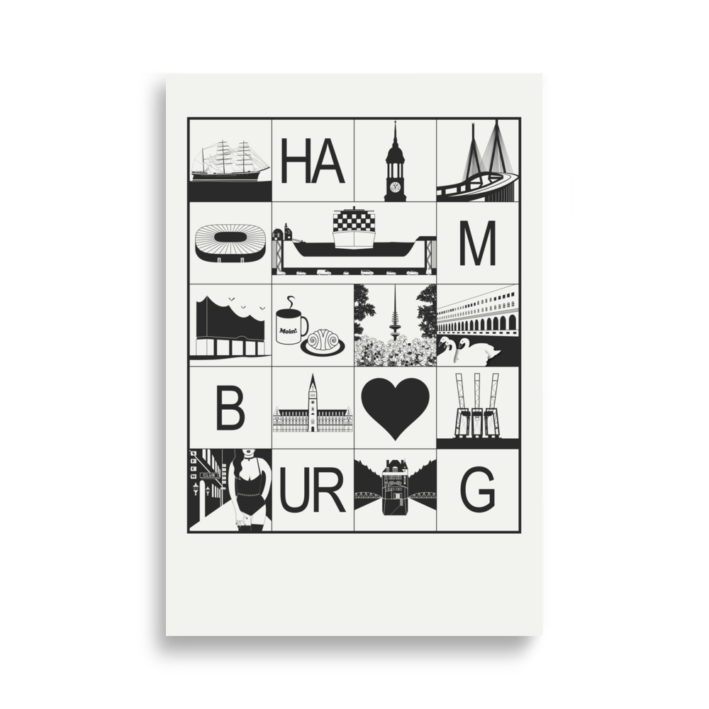 Poster Hamburg schwarz weiß – Bild 6