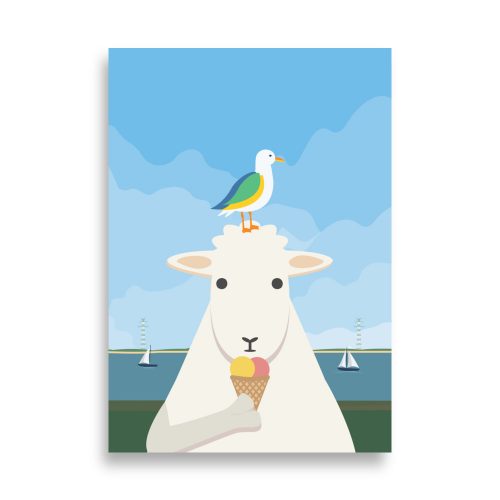 Poster Schaf Möwe "Deich. Eis. Cool."