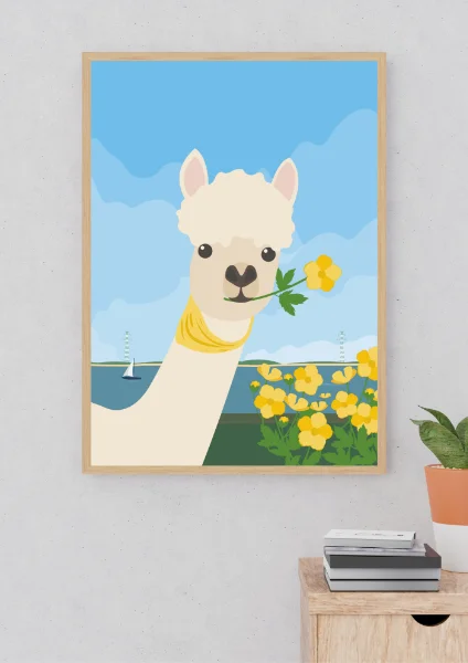 Alpaka Poster über Kommode
