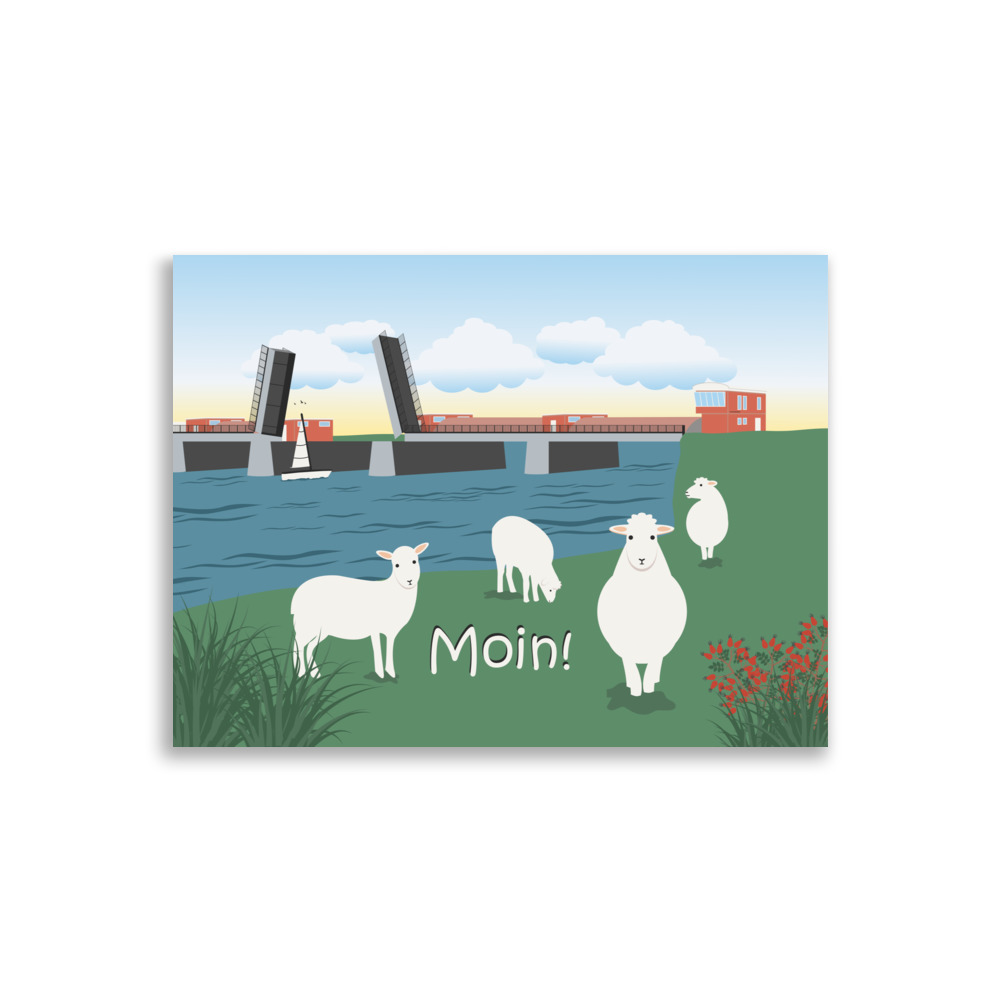 Poster Moin mit Schafen, Neuhaus an der Oste