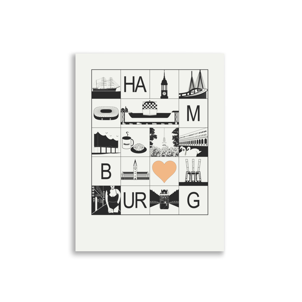 Hamburg Stadtposter schwarz weiß beige – Bild 4