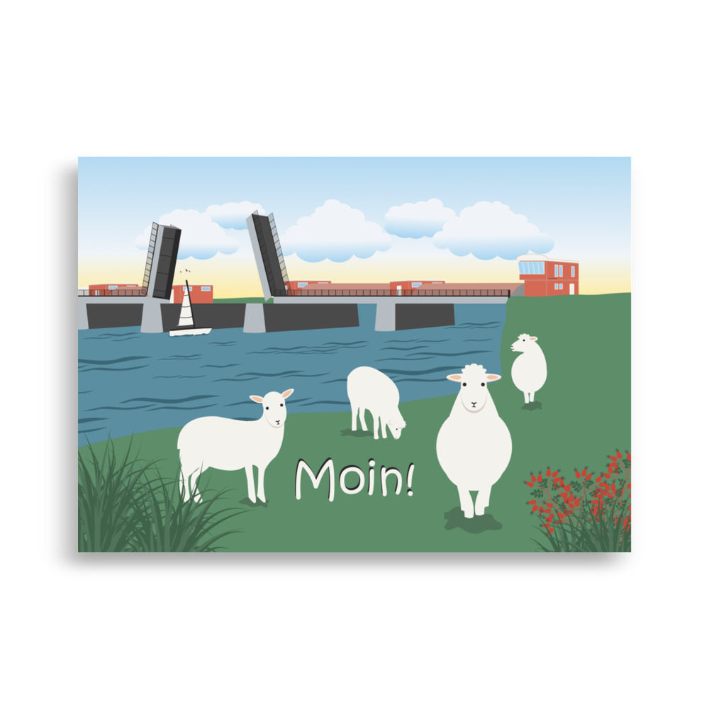 Poster Moin mit Schafen, Neuhaus an der Oste