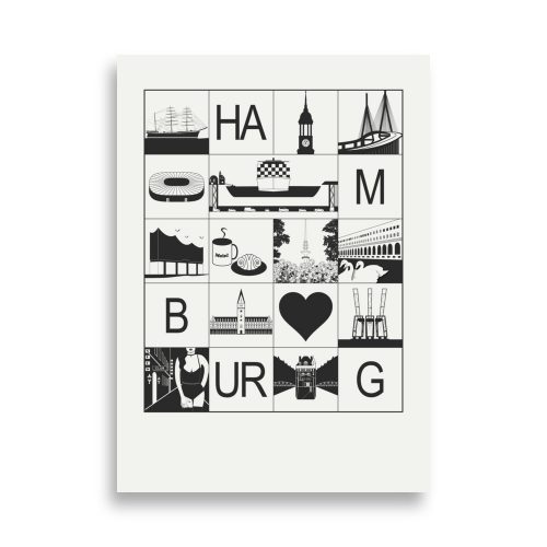 Poster Hamburg schwarz weiß