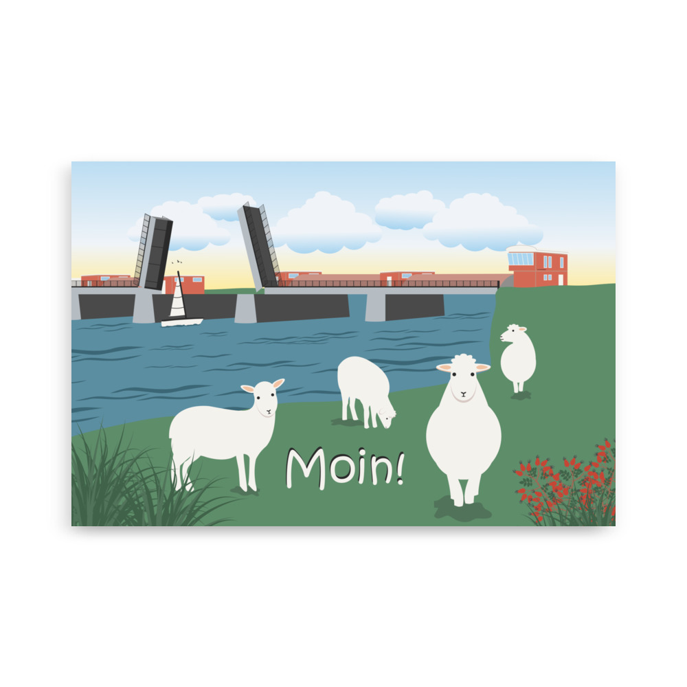 Poster Moin mit Schafen, Neuhaus an der Oste