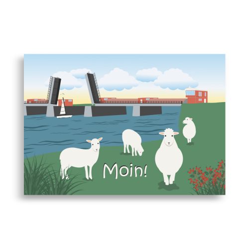 Poster "Moin" mit Schafen, Neuhaus an der Oste