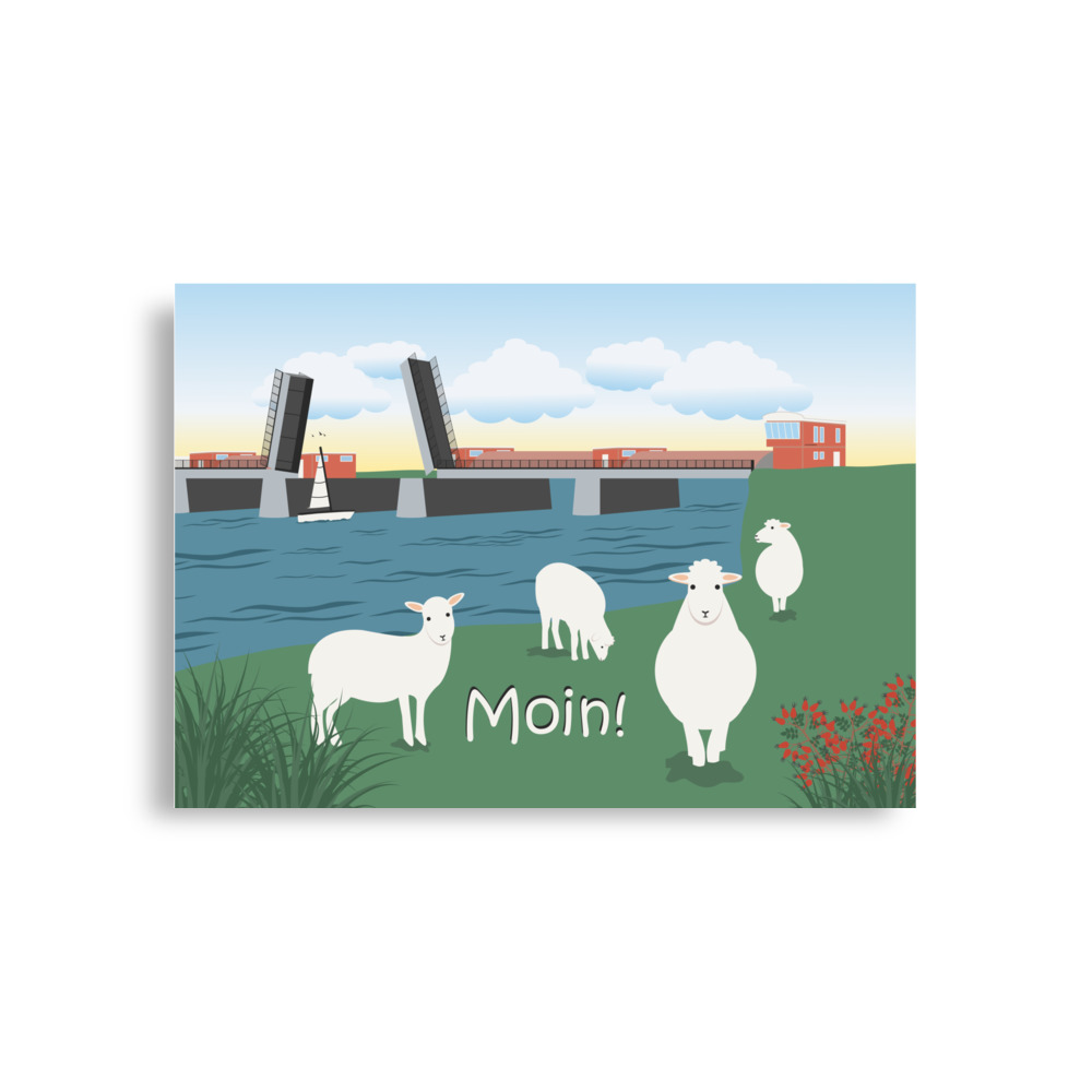 Poster Moin mit Schafen, Neuhaus an der Oste
