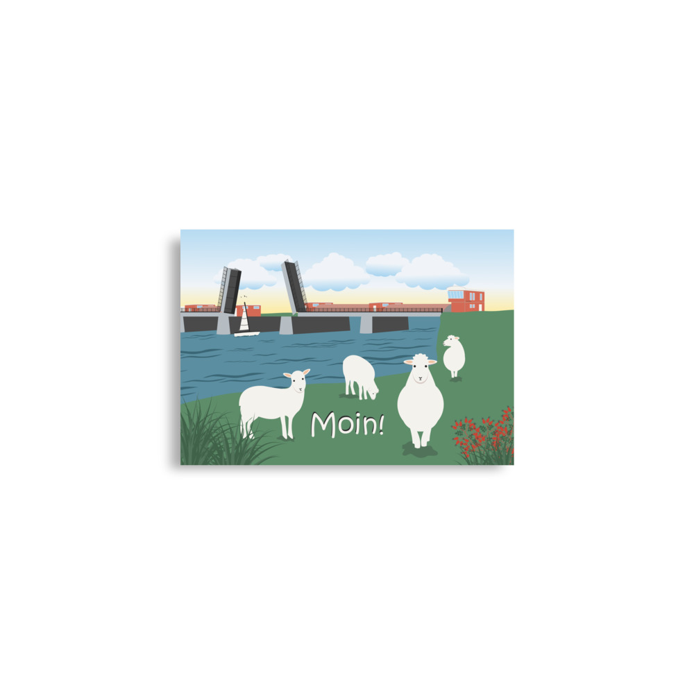 Poster Moin mit Schafen, Neuhaus an der Oste