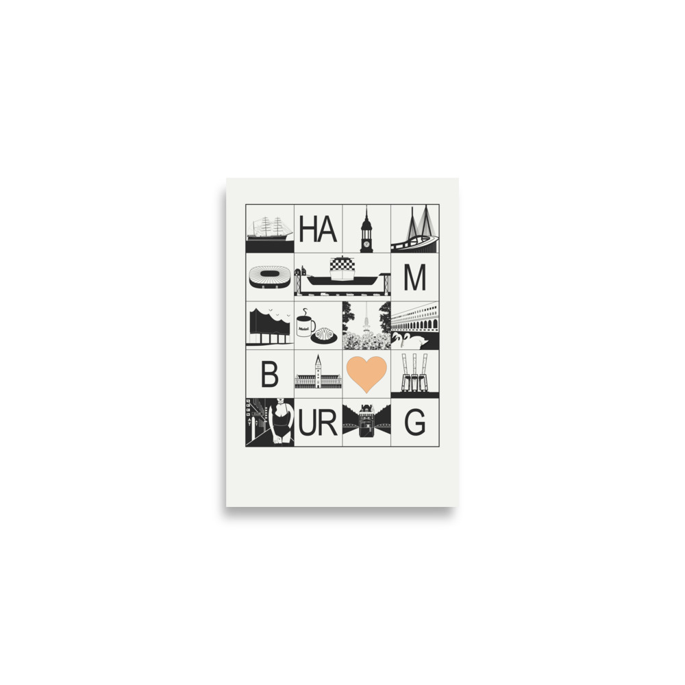 Hamburg Stadtposter schwarz weiß beige – Bild 3
