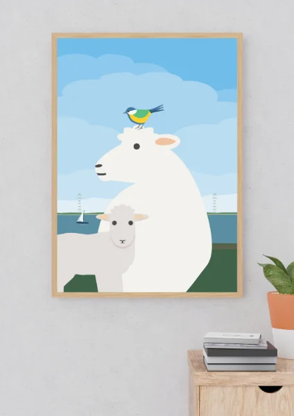 Schaf und Lamm Poster über Kommode