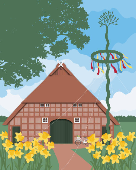 Heimatmuseum Kutenholz mit Maibaum